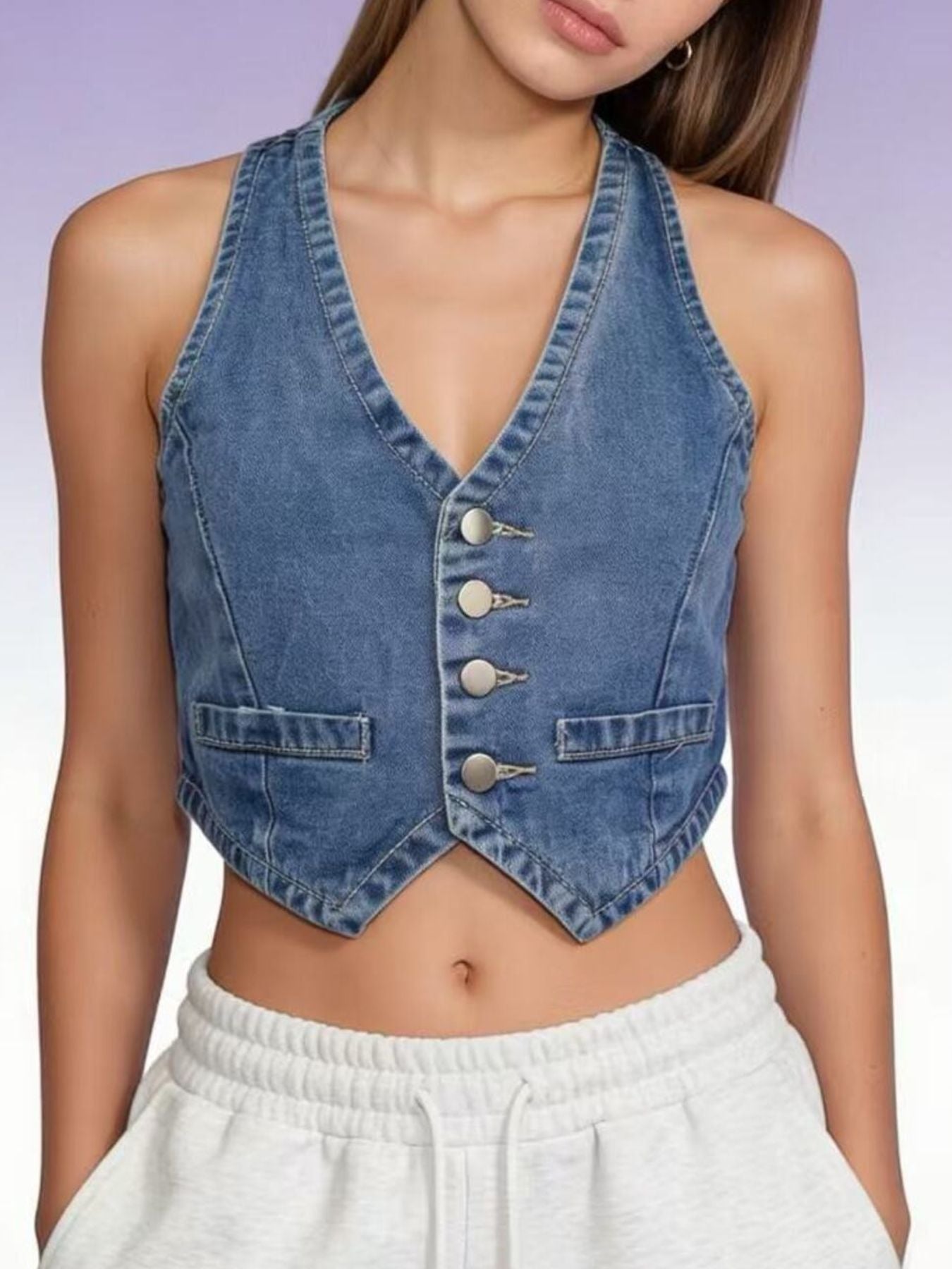Button-Down Denim Vest