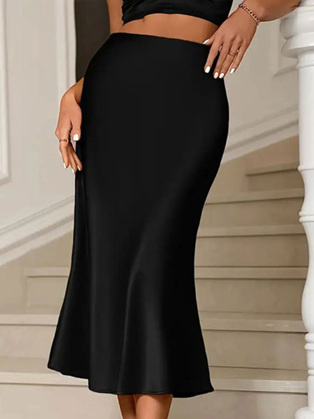 Satin Midi Mermaid Skirt