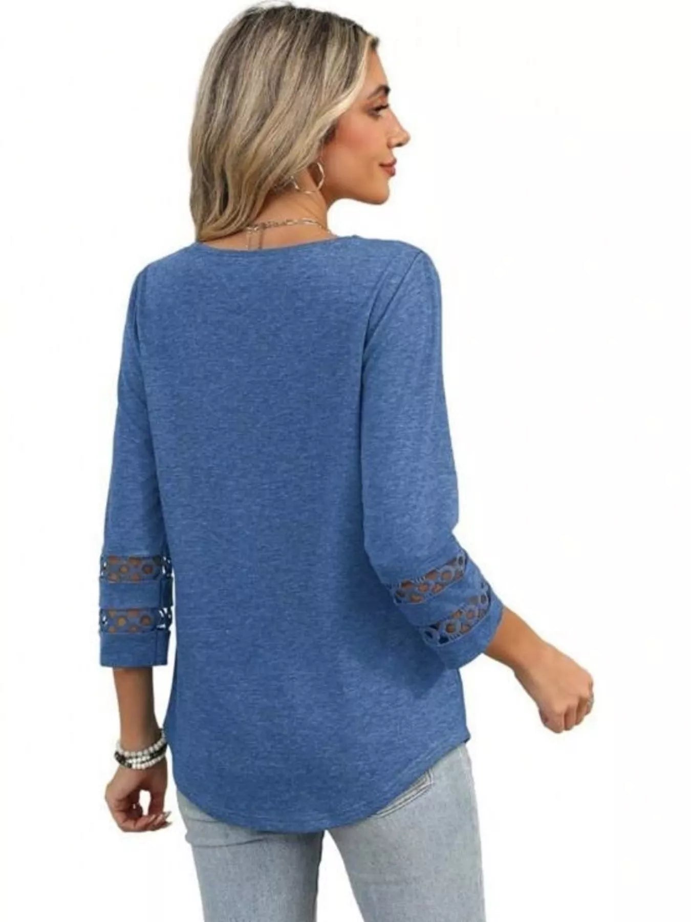 Full Size V-Neck 3/4 Sleeve T-Shirt Plus Size