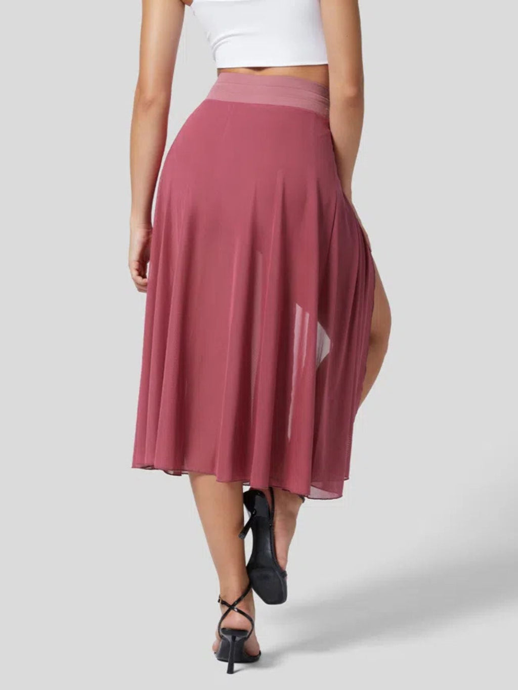 Slit Flowy Skirt with Shorts Liner