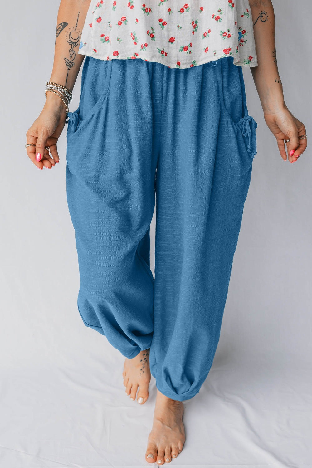 Smocked Waist Casual Jogger Style Pants