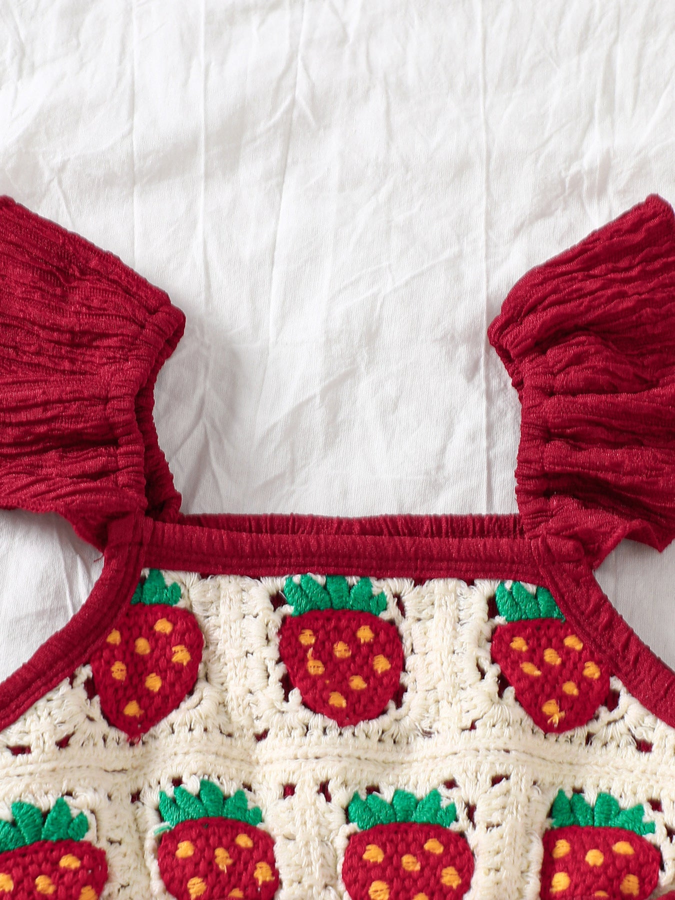 Children's Crochet Ruffle Trim Jumpsuit