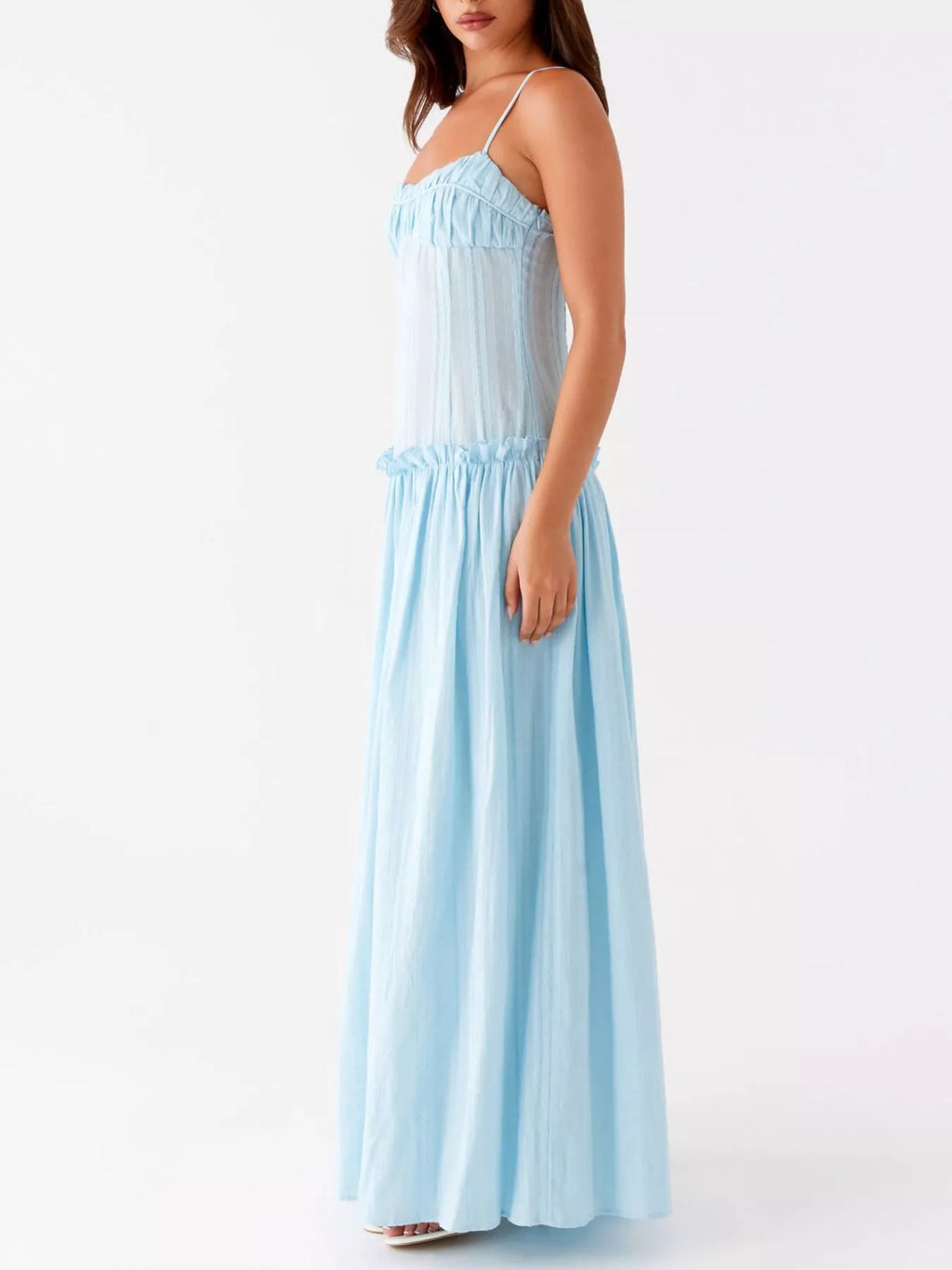 Ruched Spaghetti Strap Maxi Dress