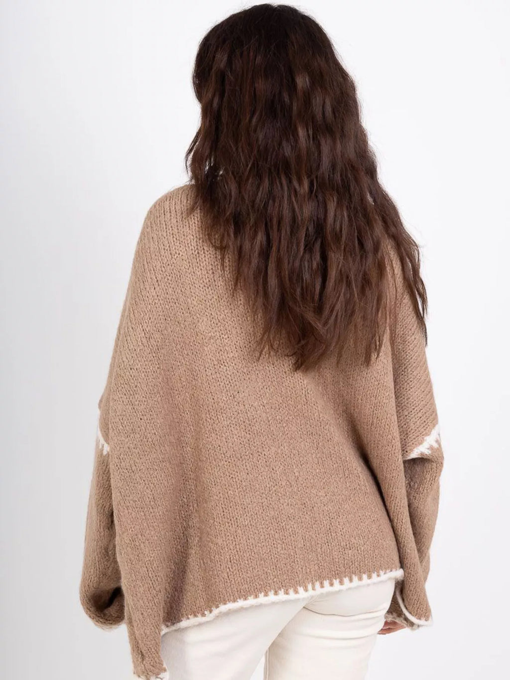 Contrast Trim Open Front Cardigan