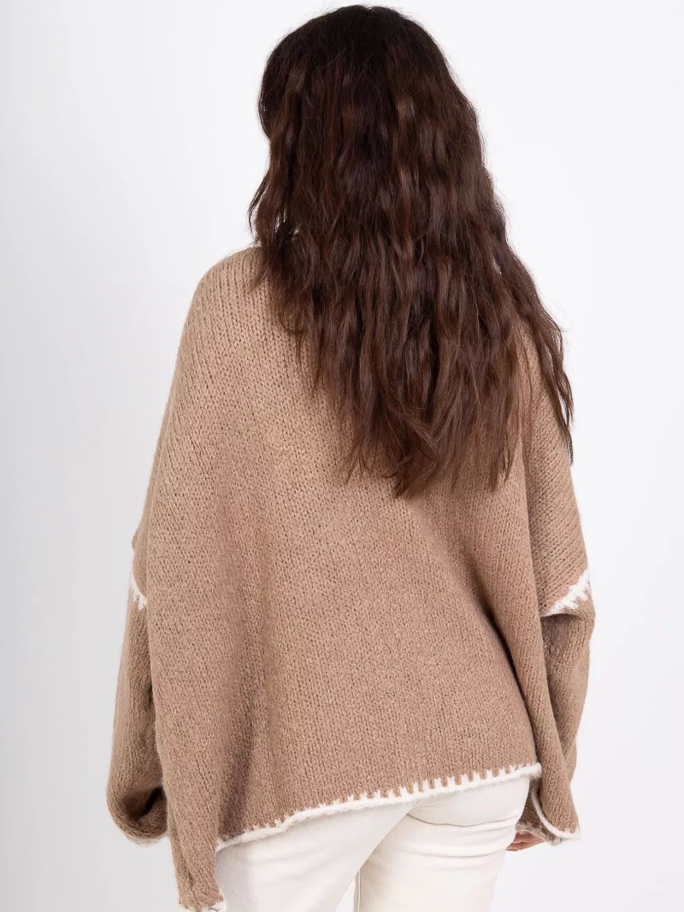 Contrast Trim Open Front Cardigan