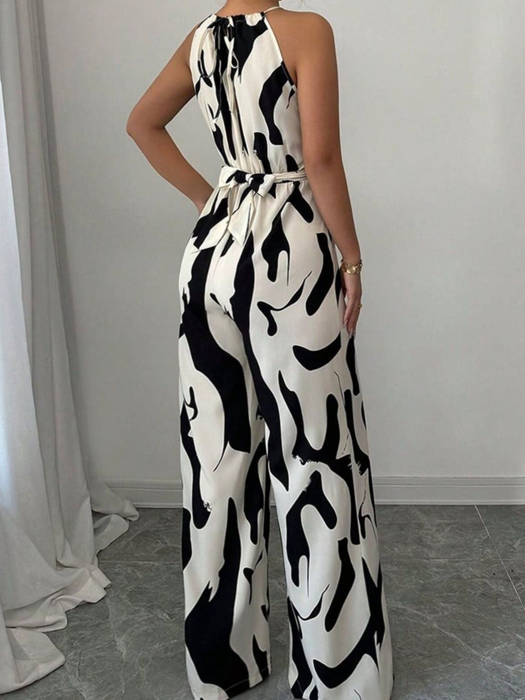 Abstract Print Wide Leg Jumpsuit