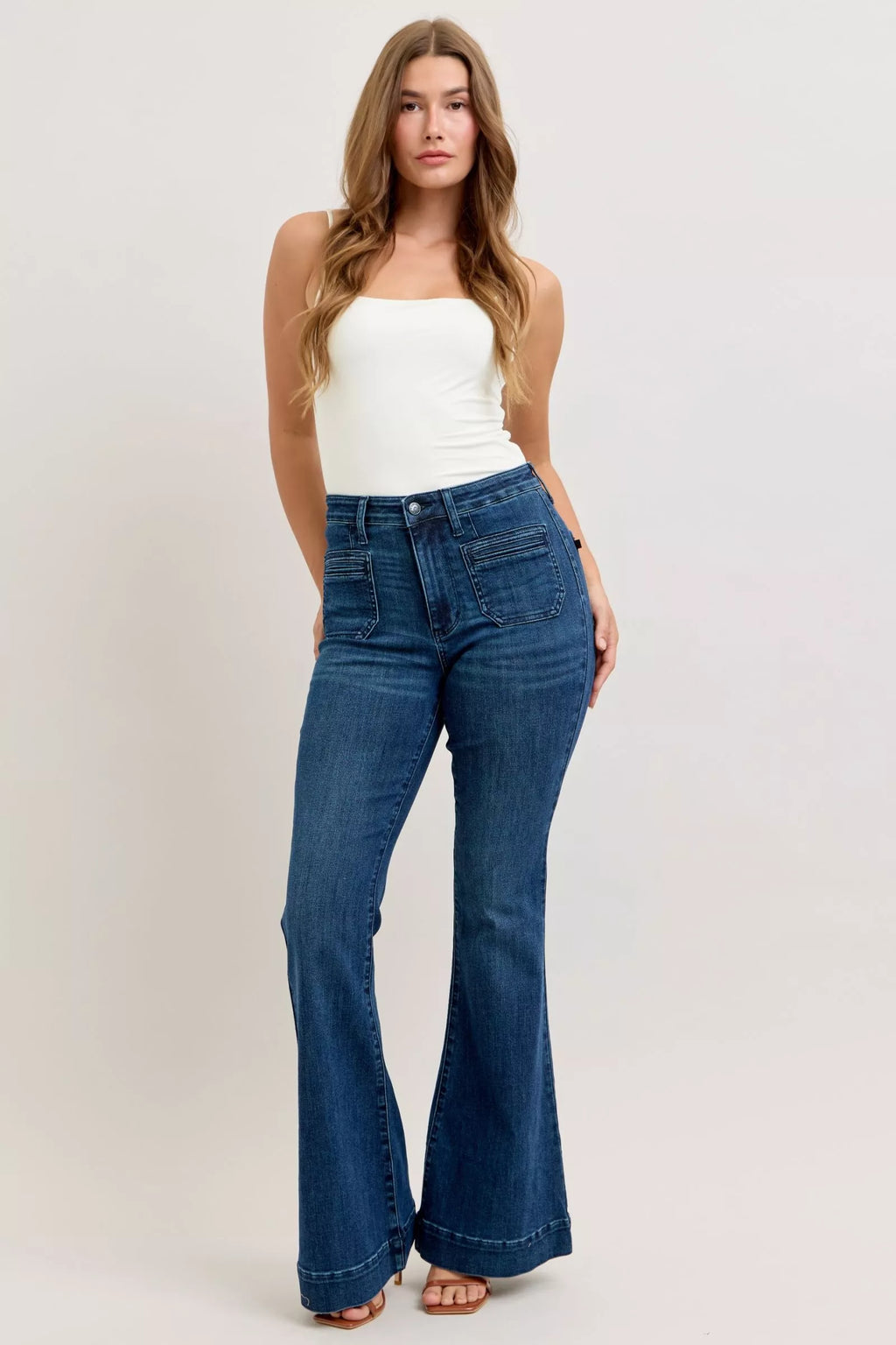 Judy Blue High-Waisted Flare Jeans with Front Pockets
