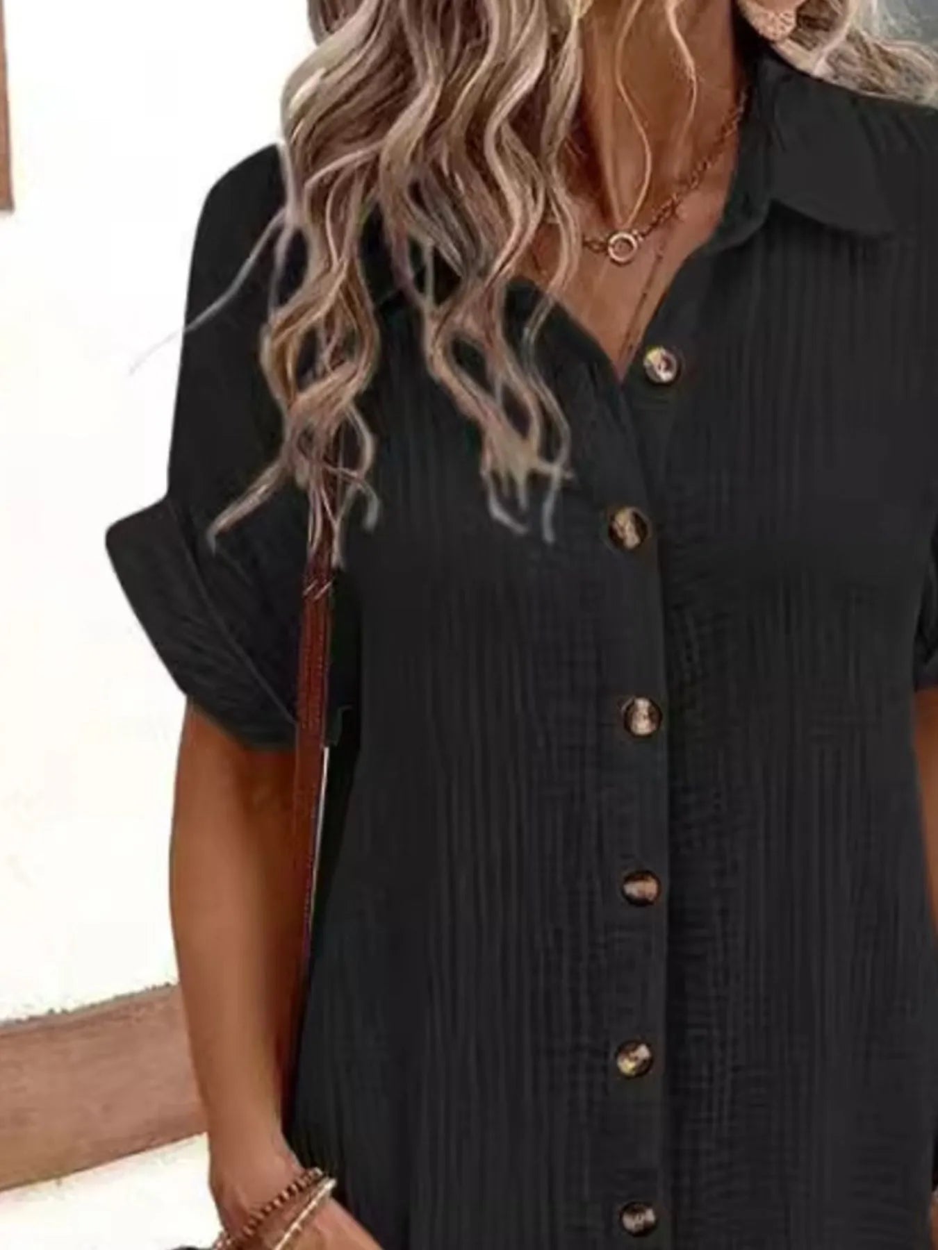 Casual Button Down Shirt Dress with Pockets