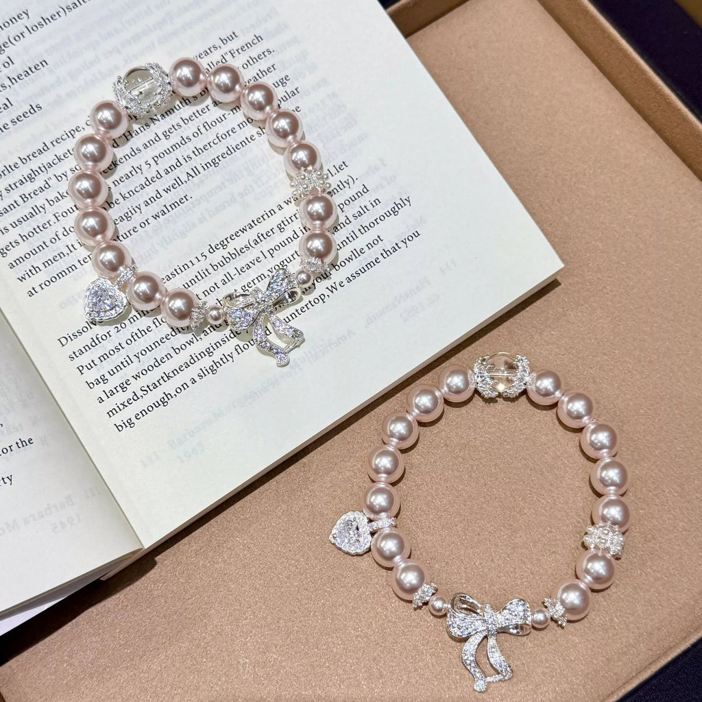 Pearl Bracelet with Bow Charm