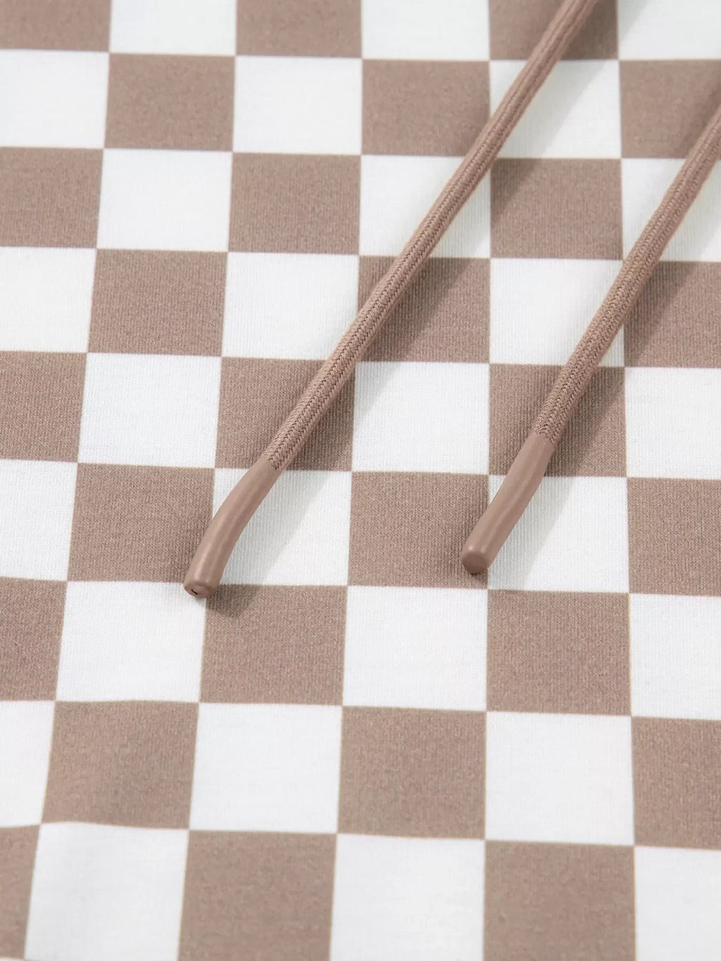Checkered Pattern Oversized Drawstring Hoodie