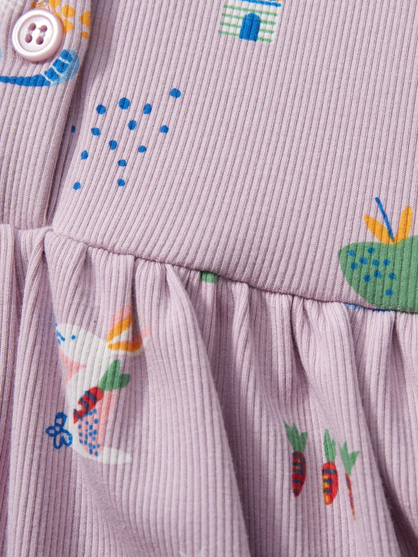 Children's Cartoon Print Button Front Casual Dress