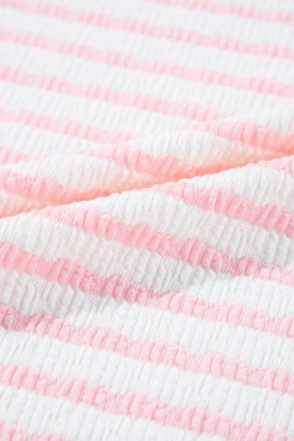 Stripe Knitted Short Sleeve Top and Drawstring Shorts Set