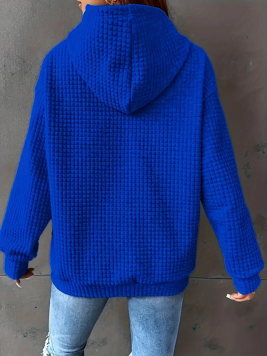 Textured Knit Drawstring Hoodie