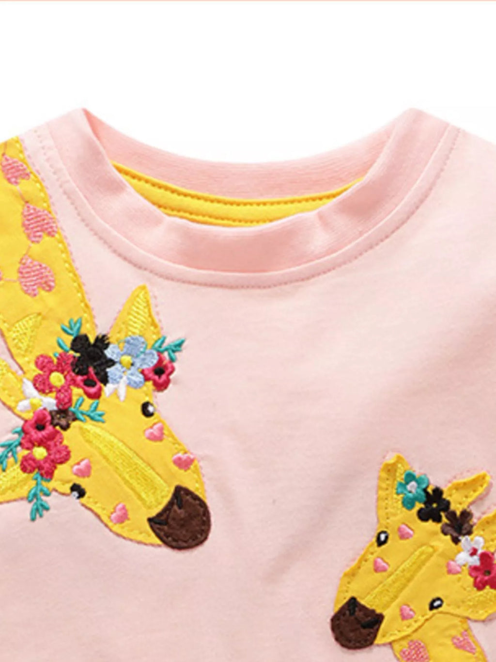 Children's Giraffe Applique Short Sleeve T-Shirt