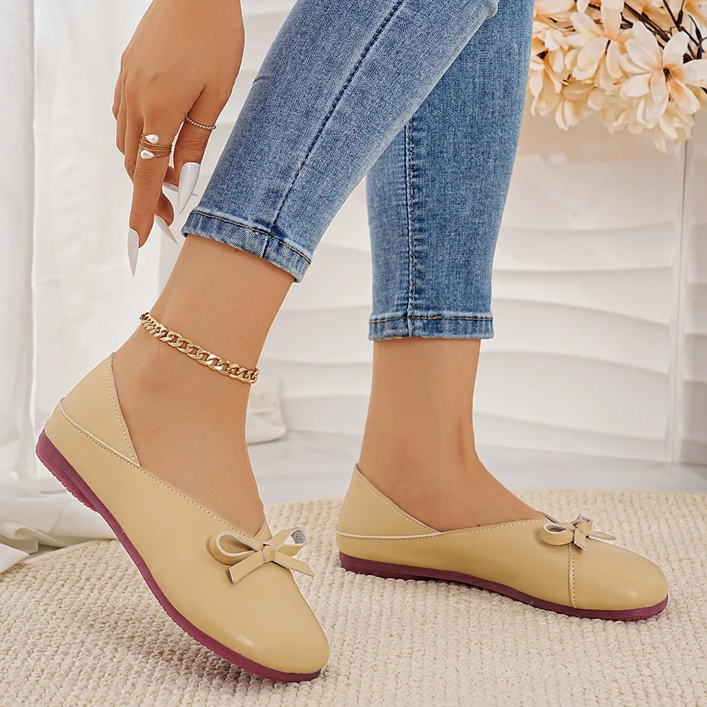 Bow Round Toe Flats Slip-Ons