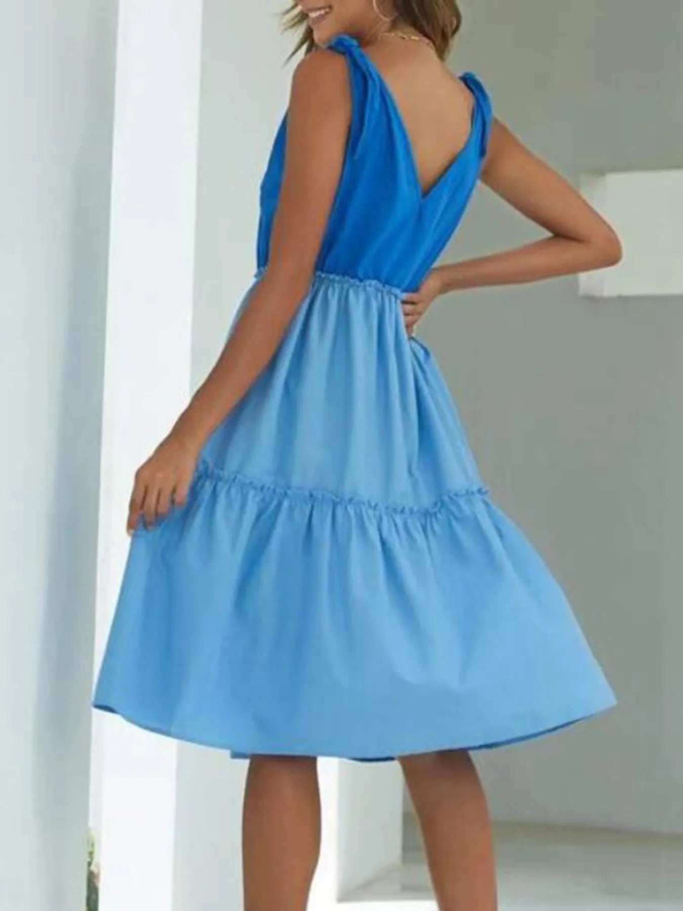 Colorblock Tiered Midi Tank Dress