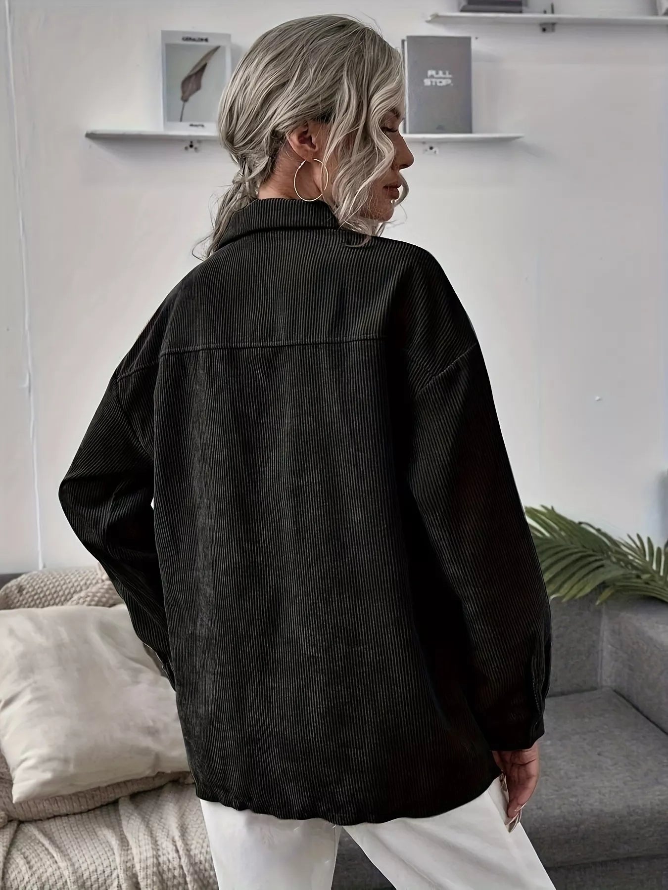 Casual Corduroy Button-Up Shacket