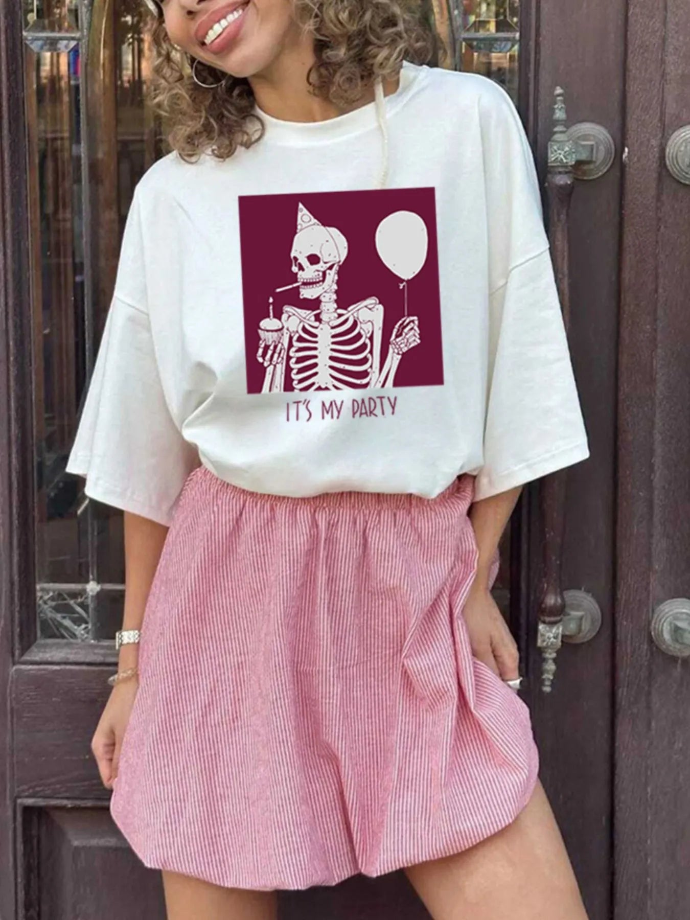 Plus Size Graphic Round Neck Half Sleeve T-Shirt