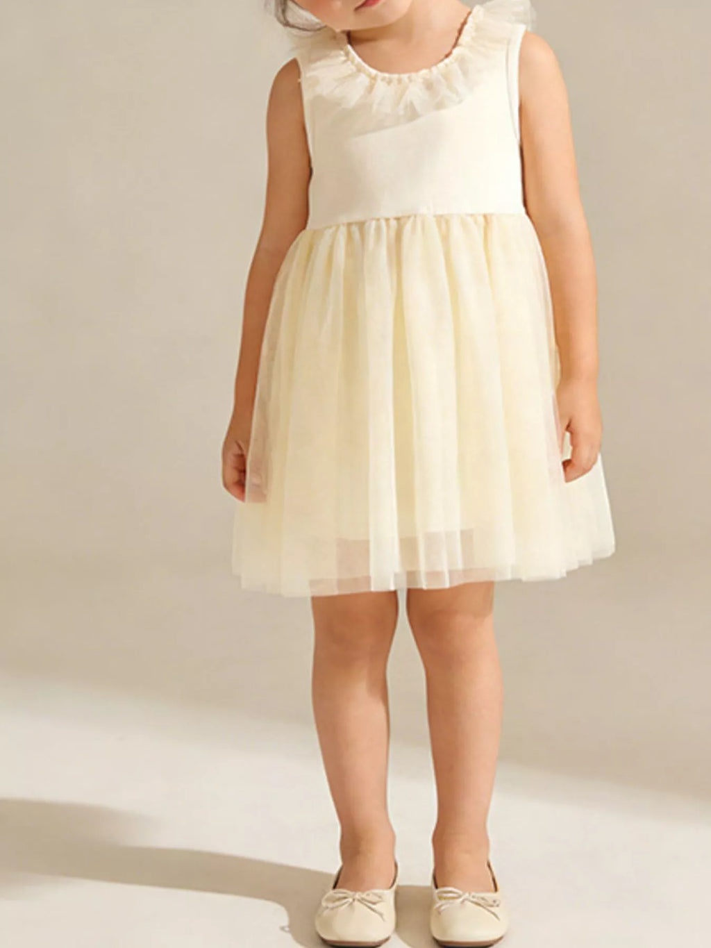 Children's Ruffled Collar Tulle Dress