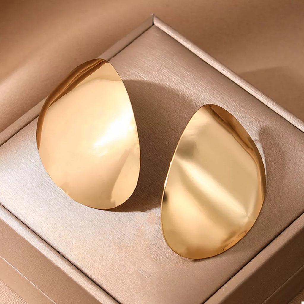18K Gold-Plated Curved Statement Earrings