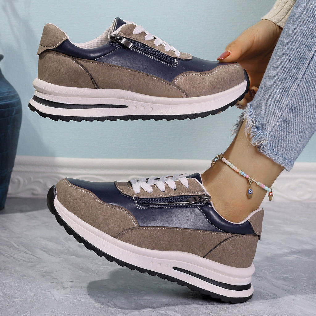 Zipper Detail Lace Up Sneakers