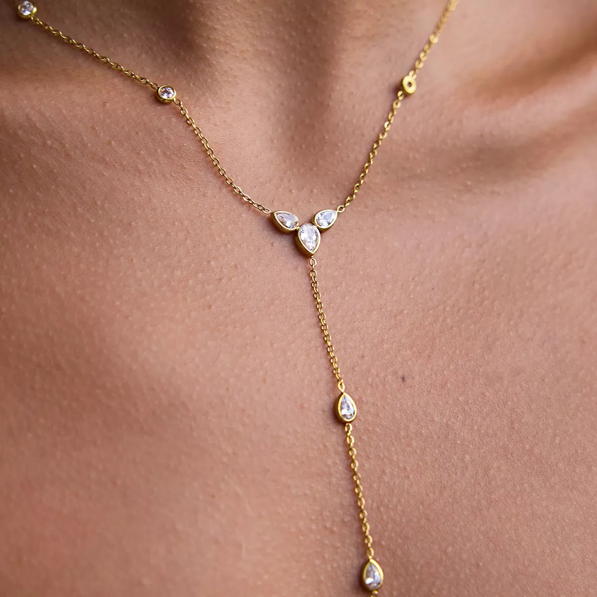18K Gold-Plated Zircon Chain Necklace