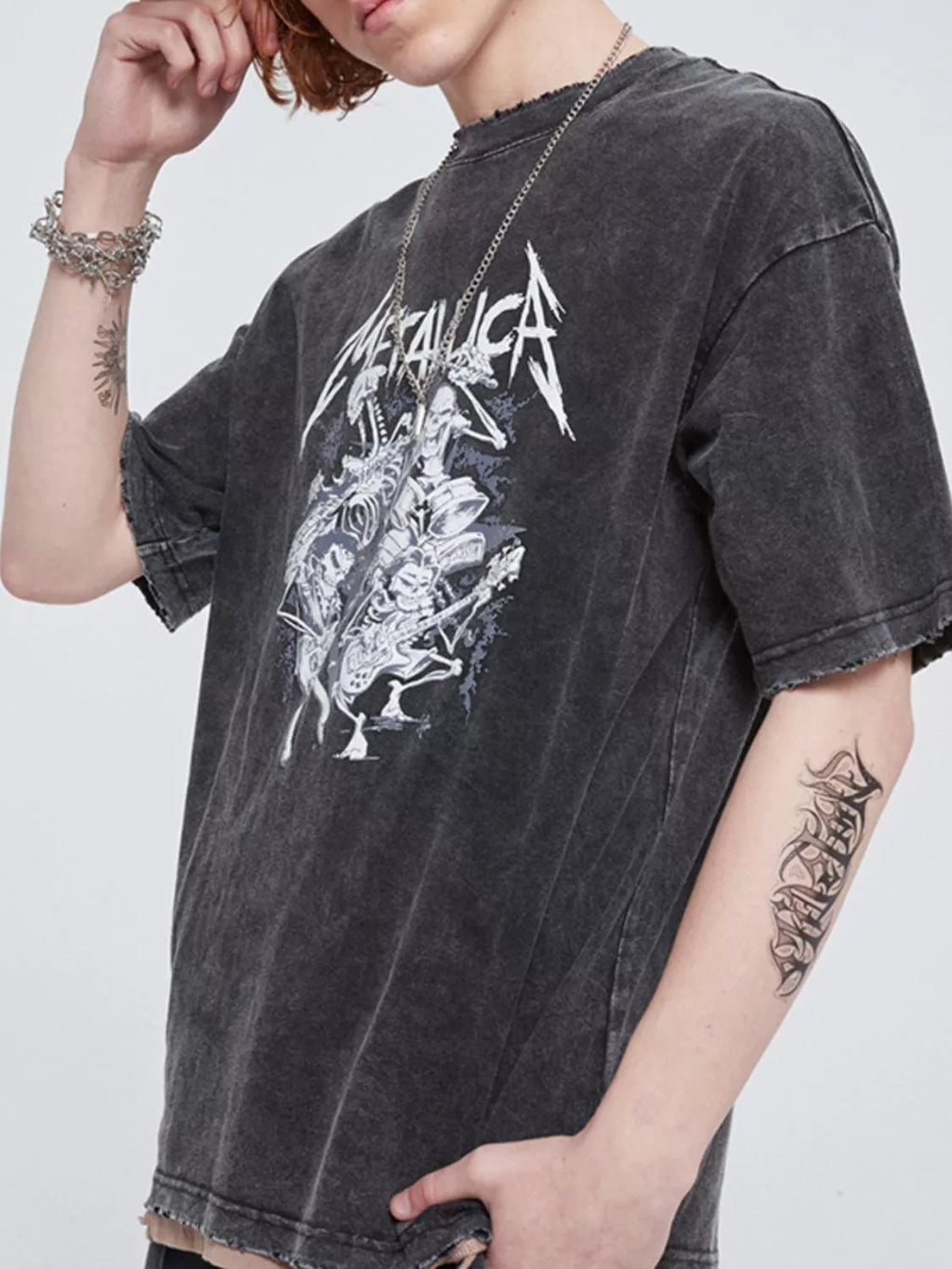 Men's Graphic Round Neck Wash T-Shirt