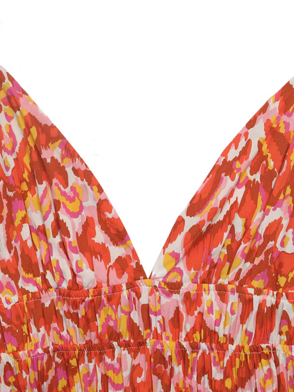 Printed V-Neck Sleeveless Smocked Maxi Dress
