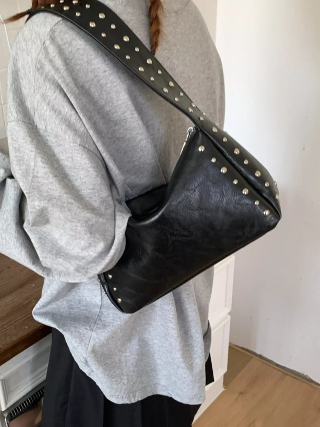 Studded Accent Shoulder Bag