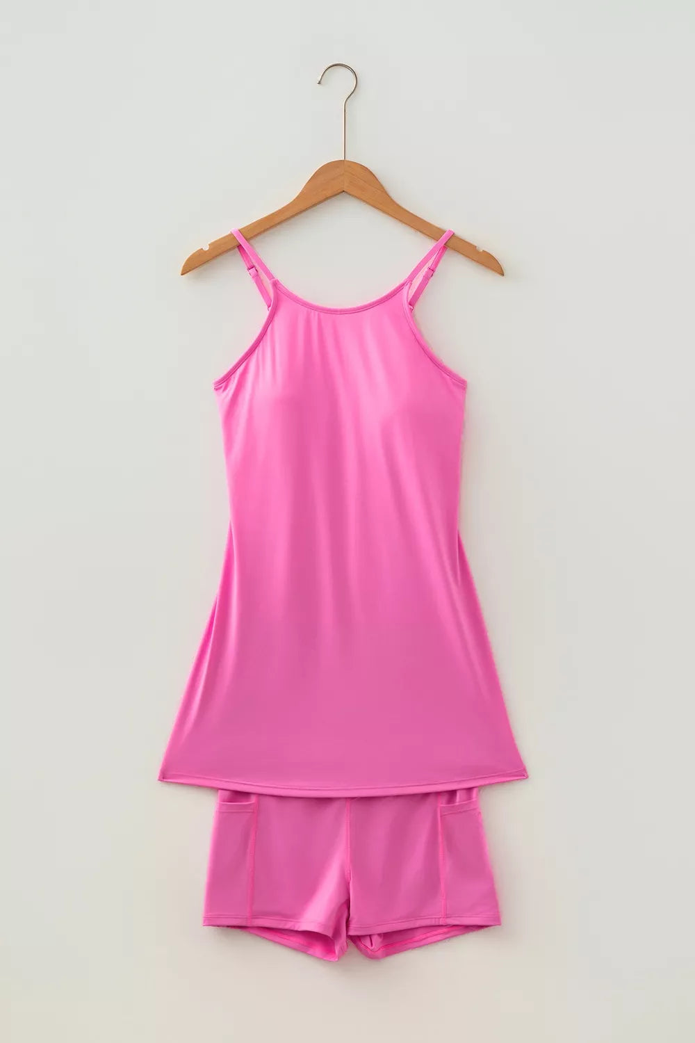 Twisted Strappy Back Active Mini Dress and Shorts Set
