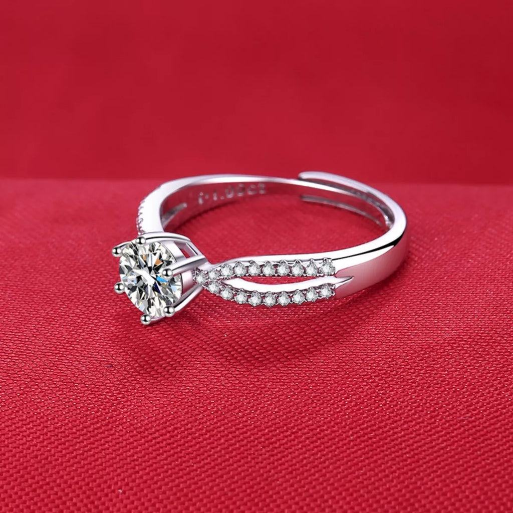 1 Carat Moissanite 925 Sterling Silver Ring