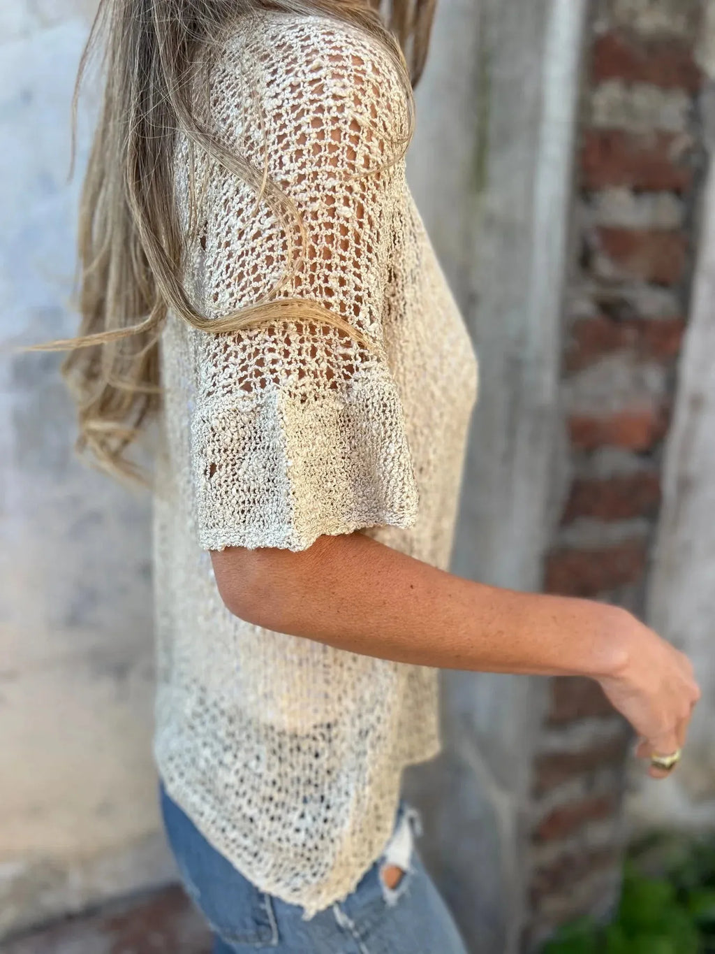 Full Size One Button Openwork Cardigan Plus Size