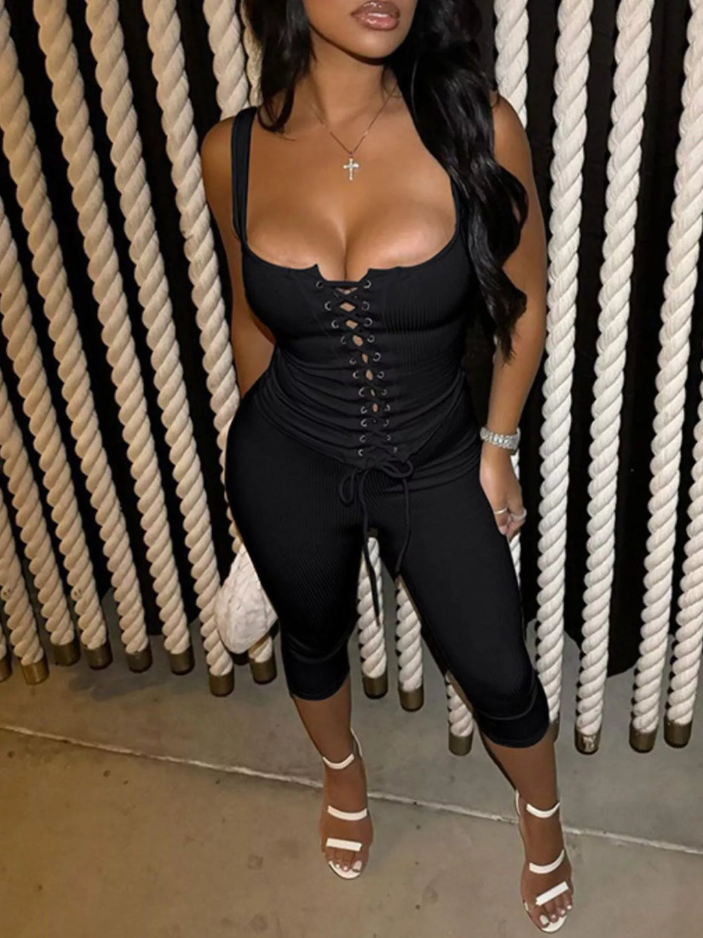 Lace-Up Tank and Capris Set