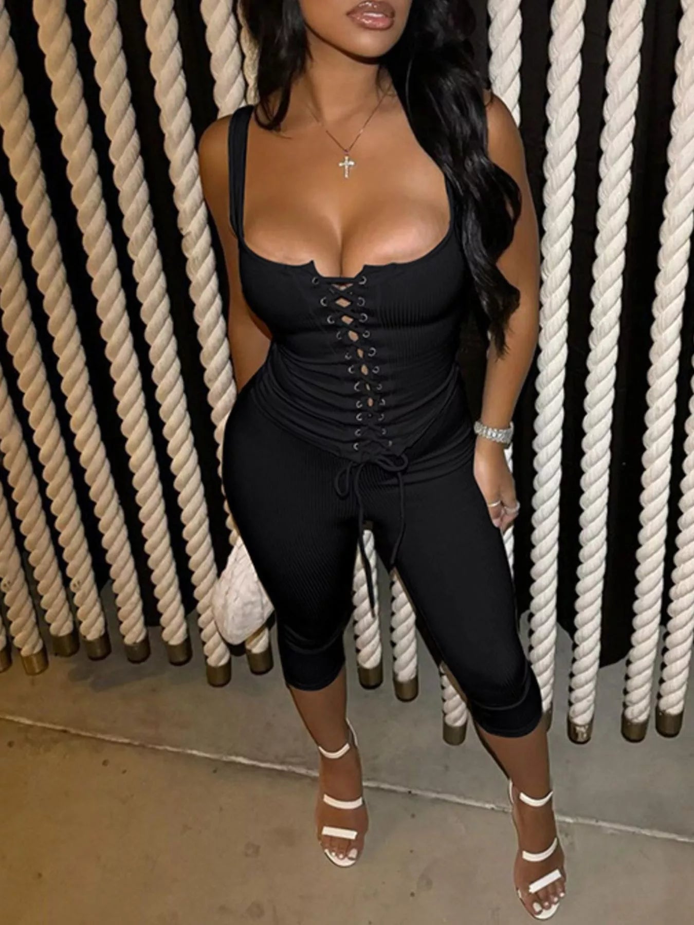 Lace-Up Tank and Capris Set
