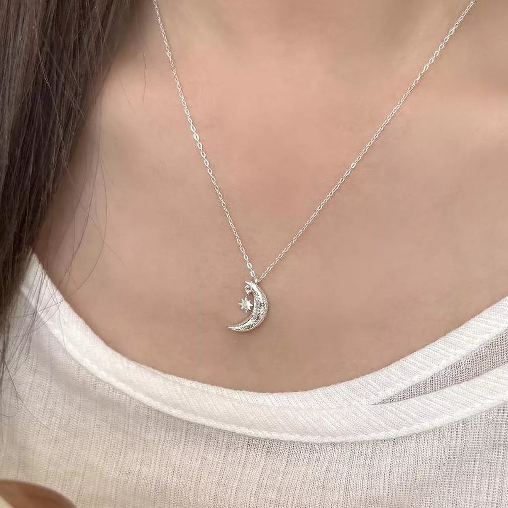 925 Sterling Silver Star Moon Necklace