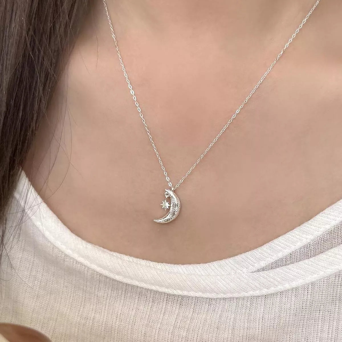 925 Sterling Silver Star Moon Necklace