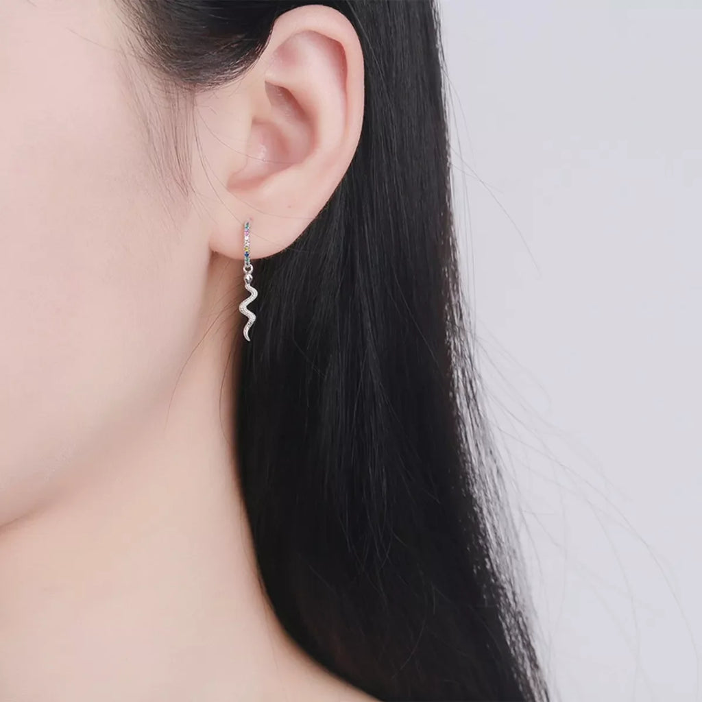 925 Sterling Silver Rainbow Zircon Geometric Earrings