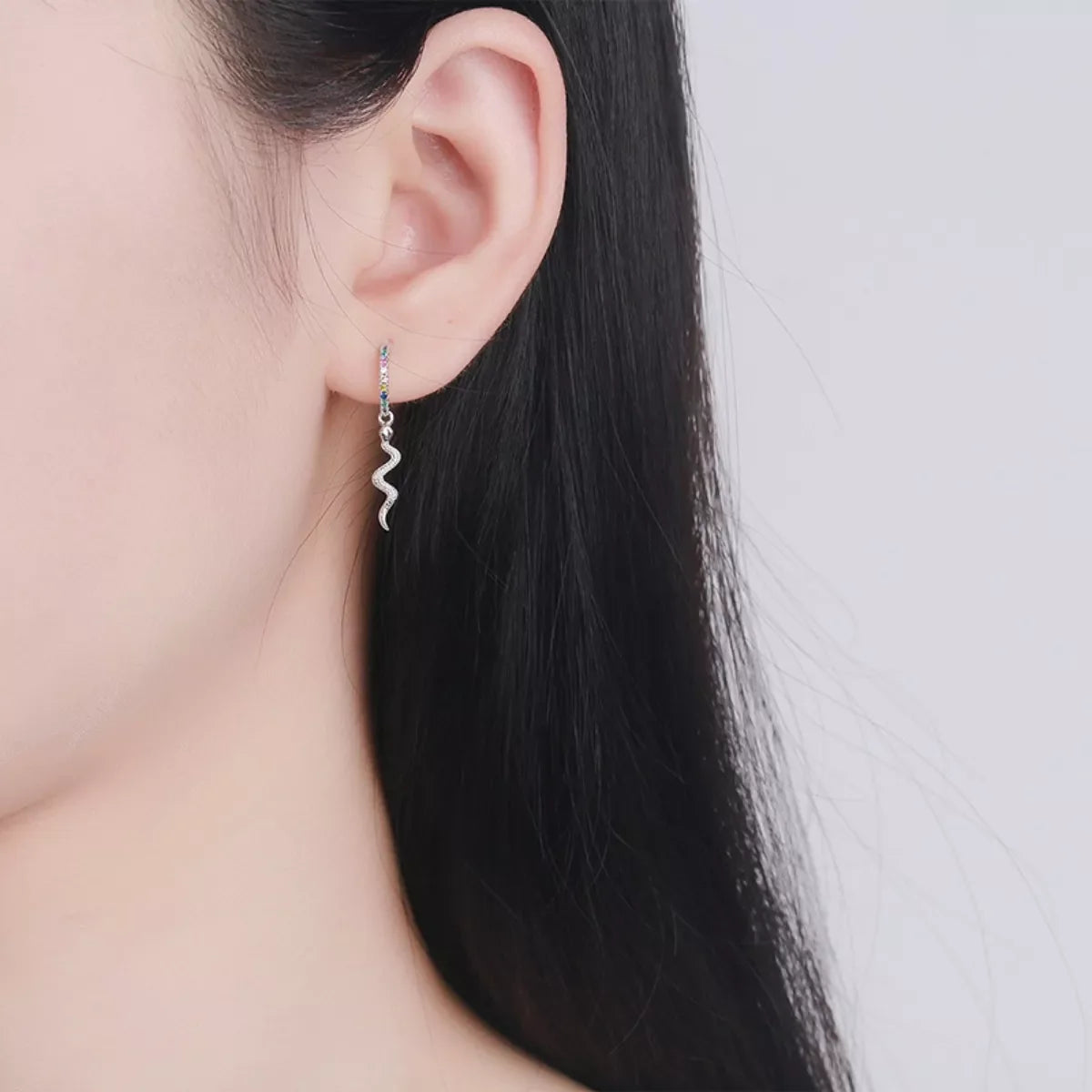 925 Sterling Silver Rainbow Zircon Geometric Earrings