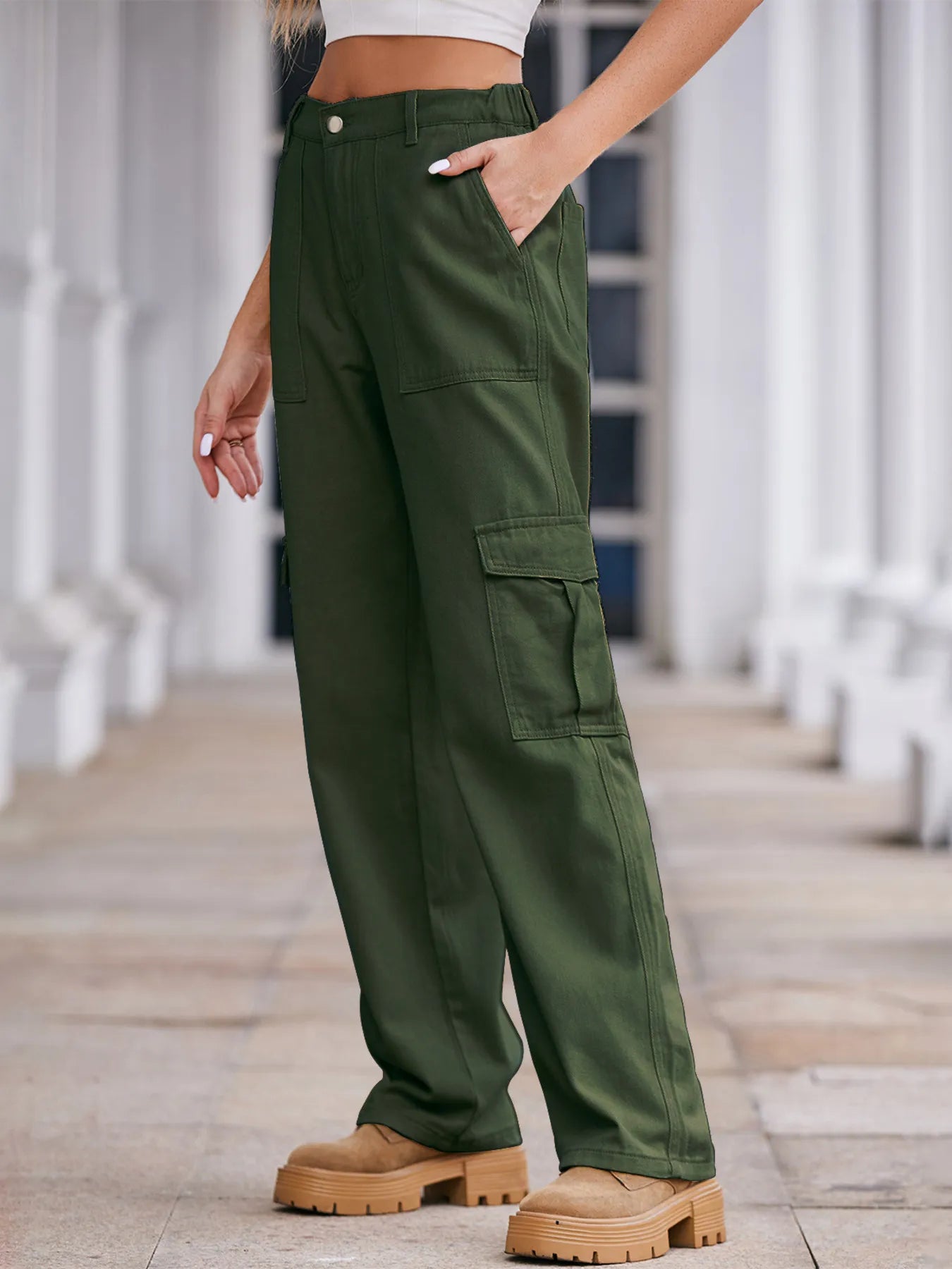 High-Waisted Cargo Jeans
