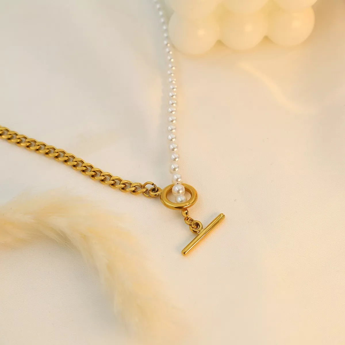 18K Gold-Plated Pearl Toggle Necklace