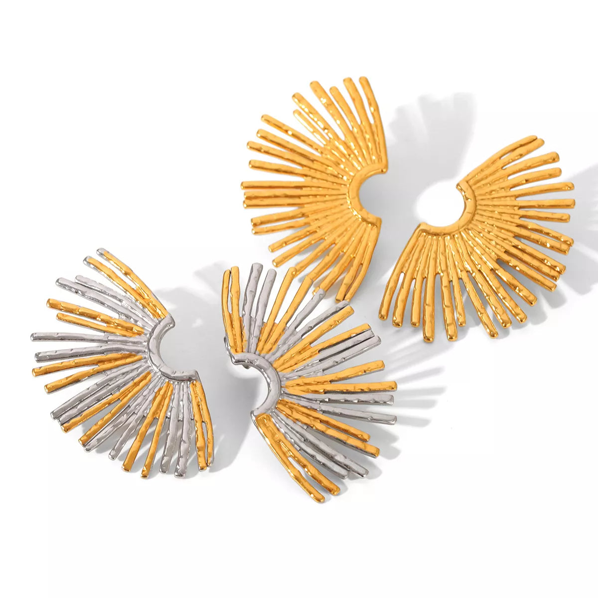 Stainless Steel Fan-Shaped Earrings
