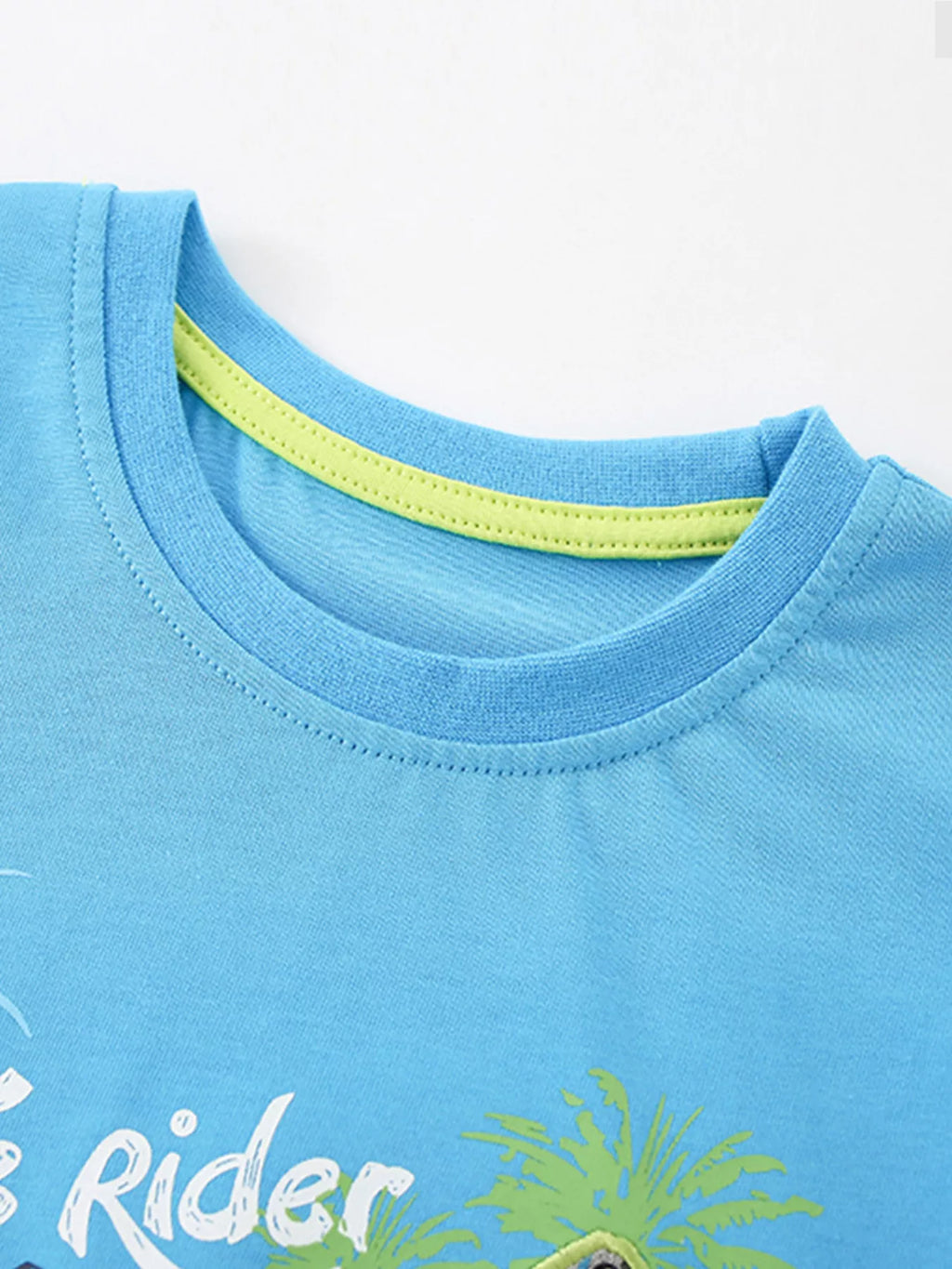 Children's Surf Rider Graphic Tee & Plaid Shorts Set