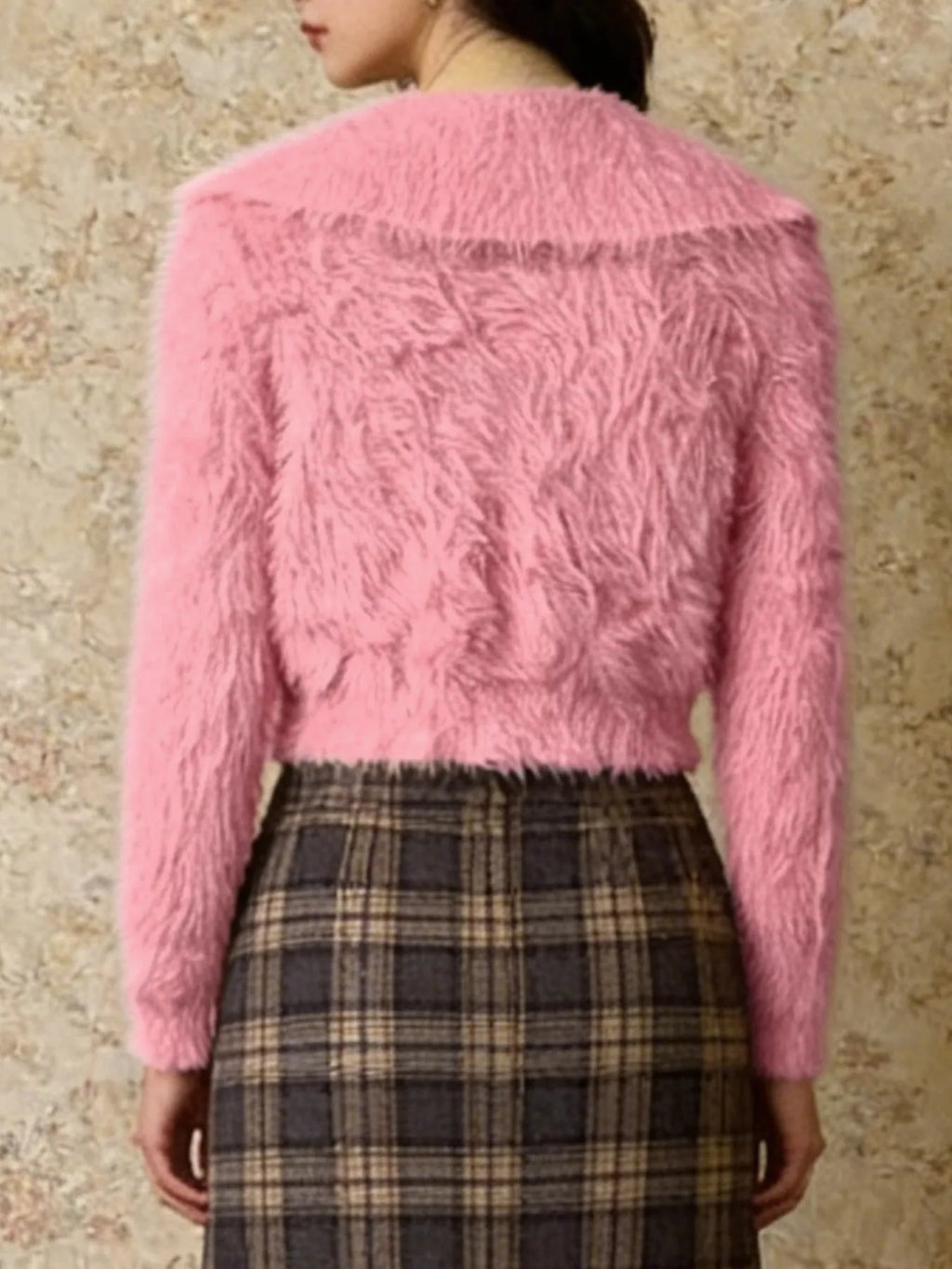 Fluffy Knit Zip-Up Outerwear