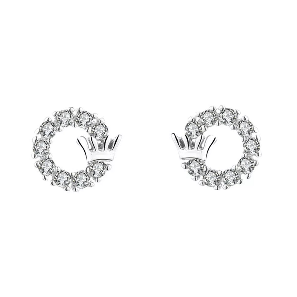 Crown Circle Stud Earrings