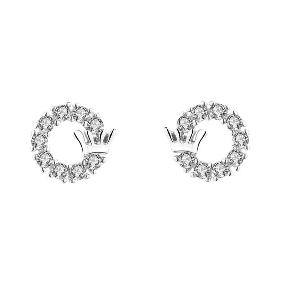 Crown Circle Stud Earrings