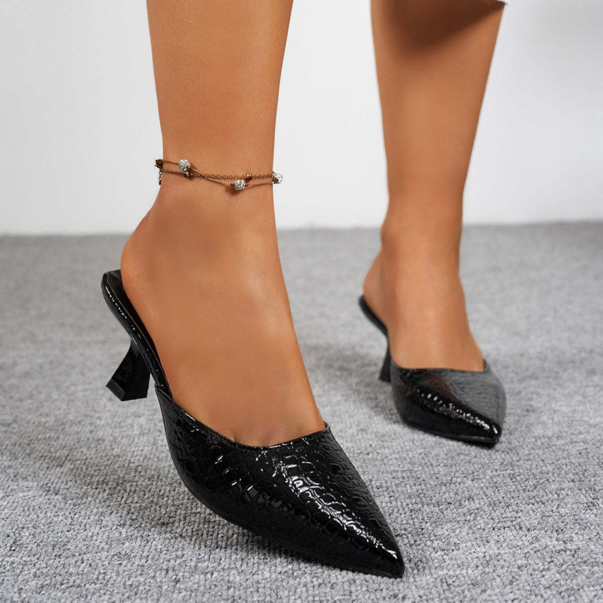 Point Toe Flare Heels Sandals