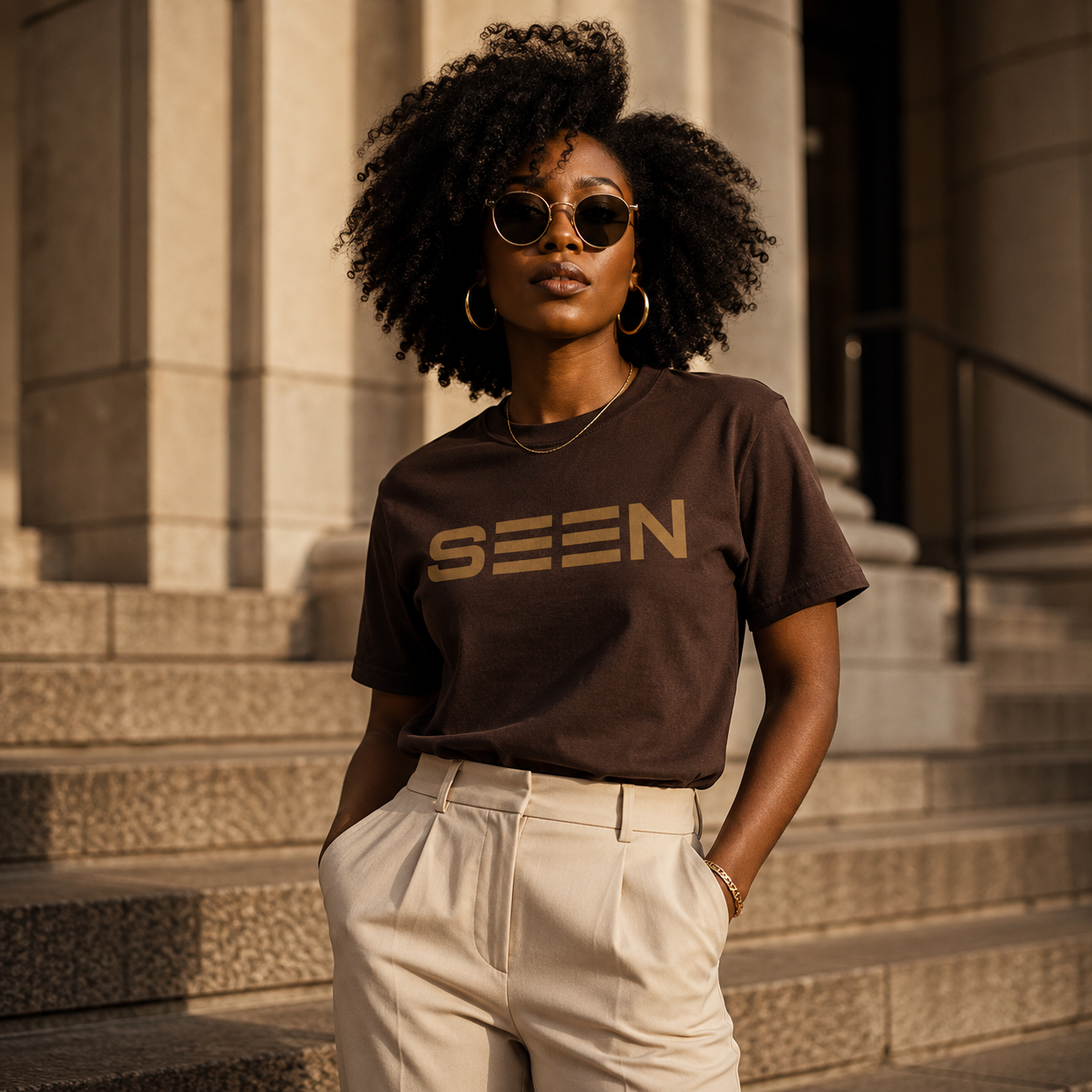 SEEN. Graphic Tee — Bold Retro Stripe Logo