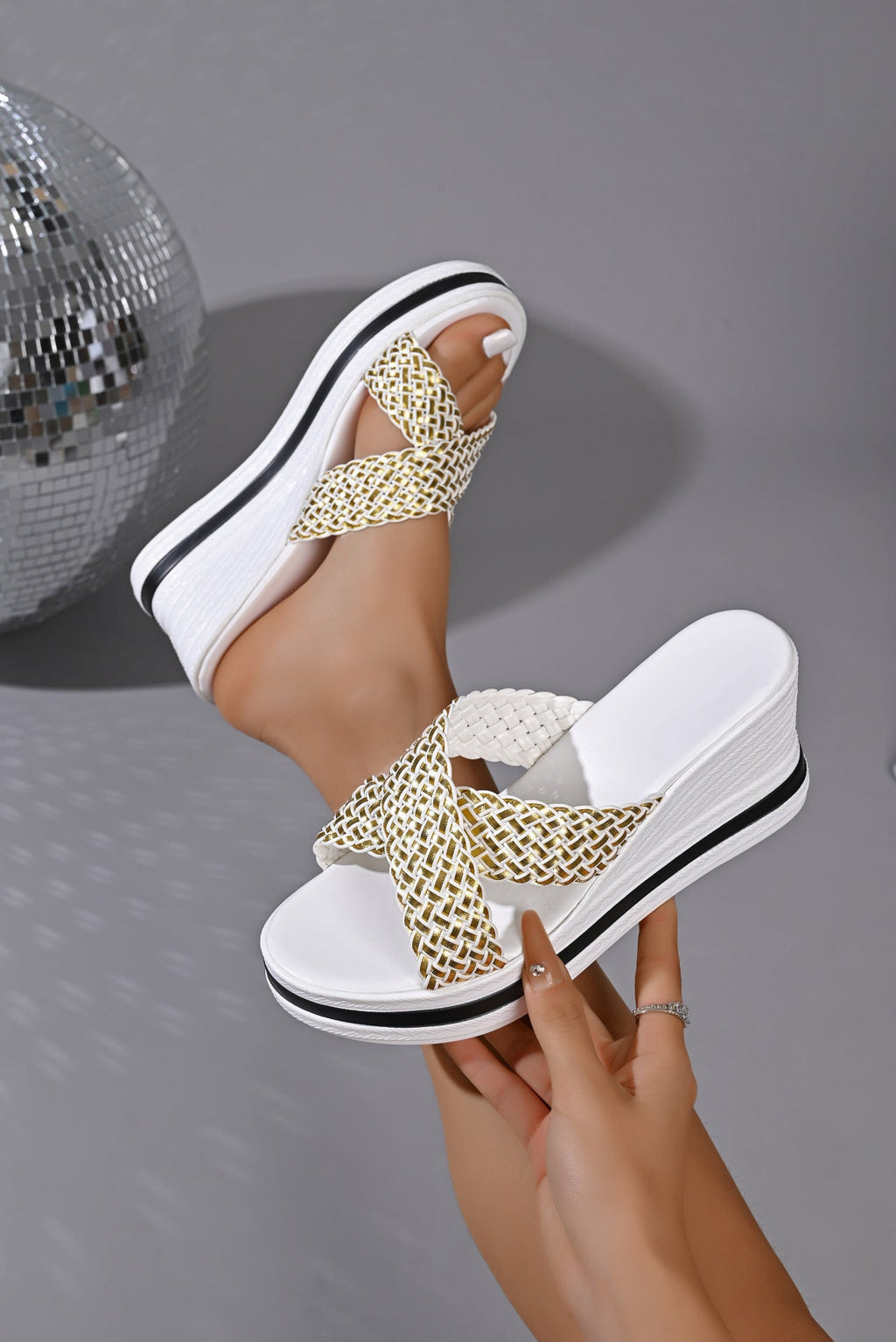 Woven Strap Wedge Sandals
