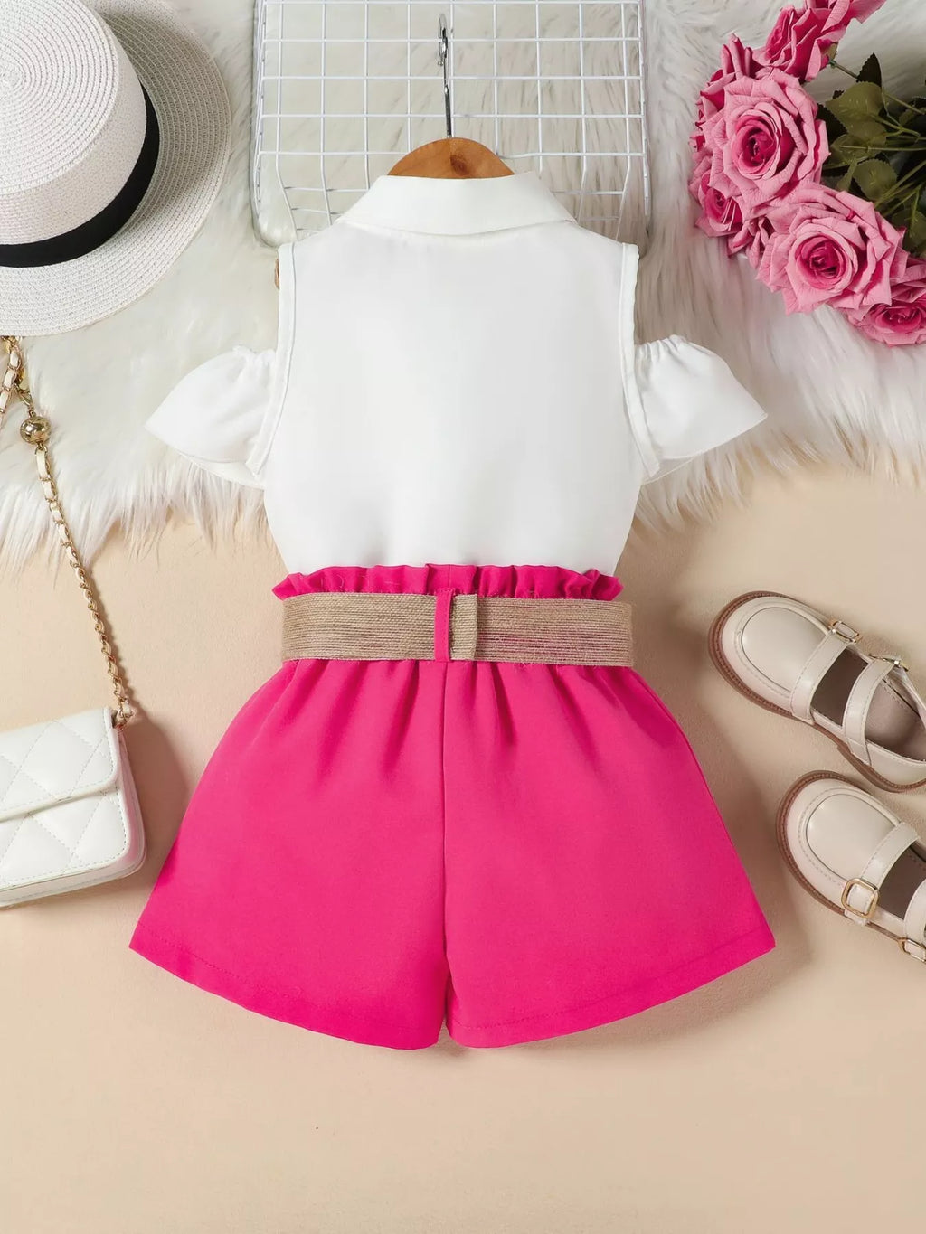 Children's Ruffle Cold Shoulder Top & Shorts Set