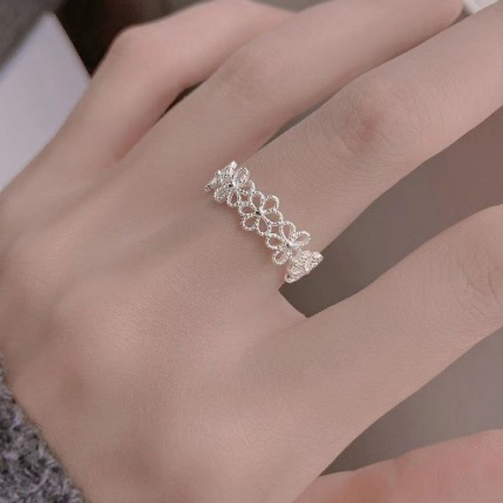 Floral Adjustable Open Ring